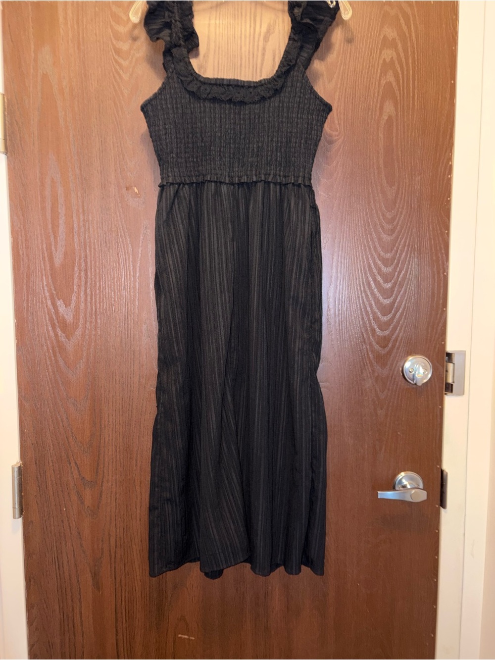 American Eagle Outfitters Black Ruffled Strap Maxi Dress